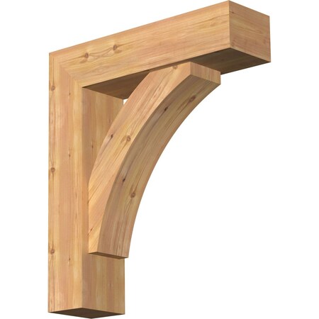 Ekena Millwork Thorton Block Smooth Bracket w/ Offset Brace, Western Red Cedar, 7 1/2"W x 28"D x 32"H BKT0806X28X32THR05SWR